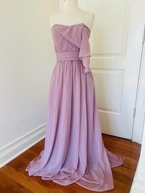 Morilee Madeline Gardner Lavender Strapless Chiffon Evening Gown Sz 8